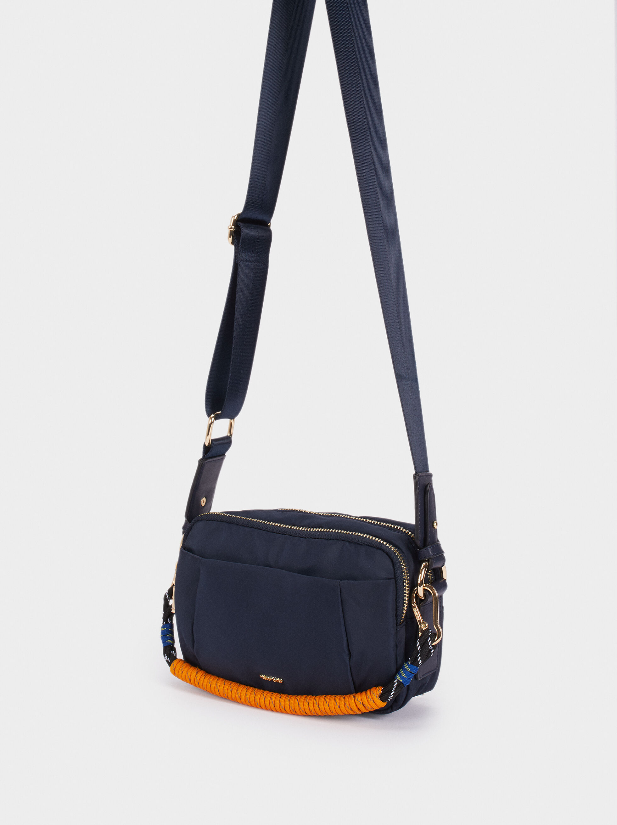 navy nylon crossbody bag