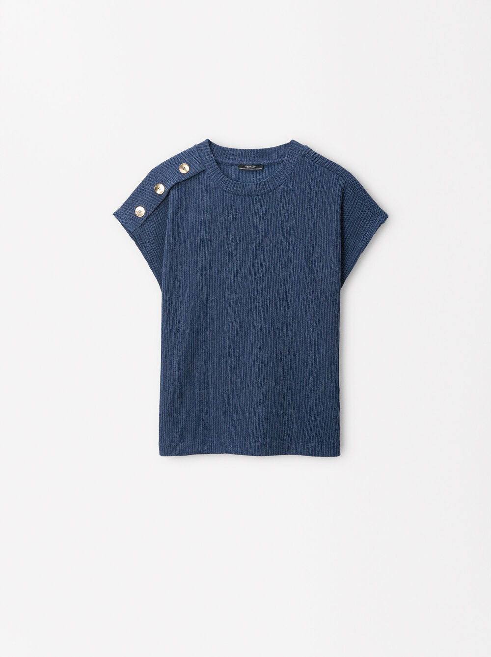 Textured T-Shirt With Shoulder Buttons image number 0.0