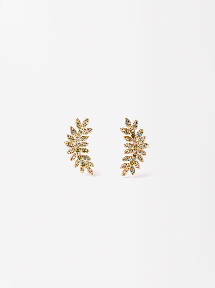 Leaf Earrings With Zirconia