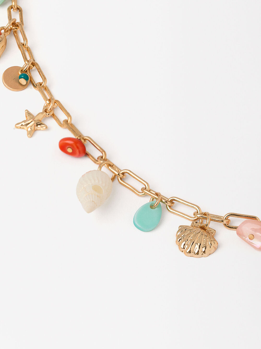 Golden Anklet Bracelet With Shell Beads image number 2.0