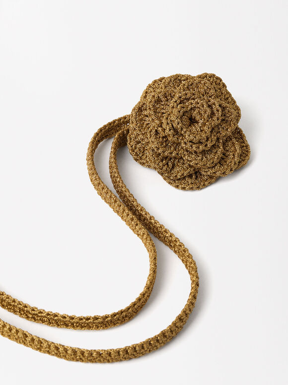 Flower Choker Necklace, Golden, hi-res