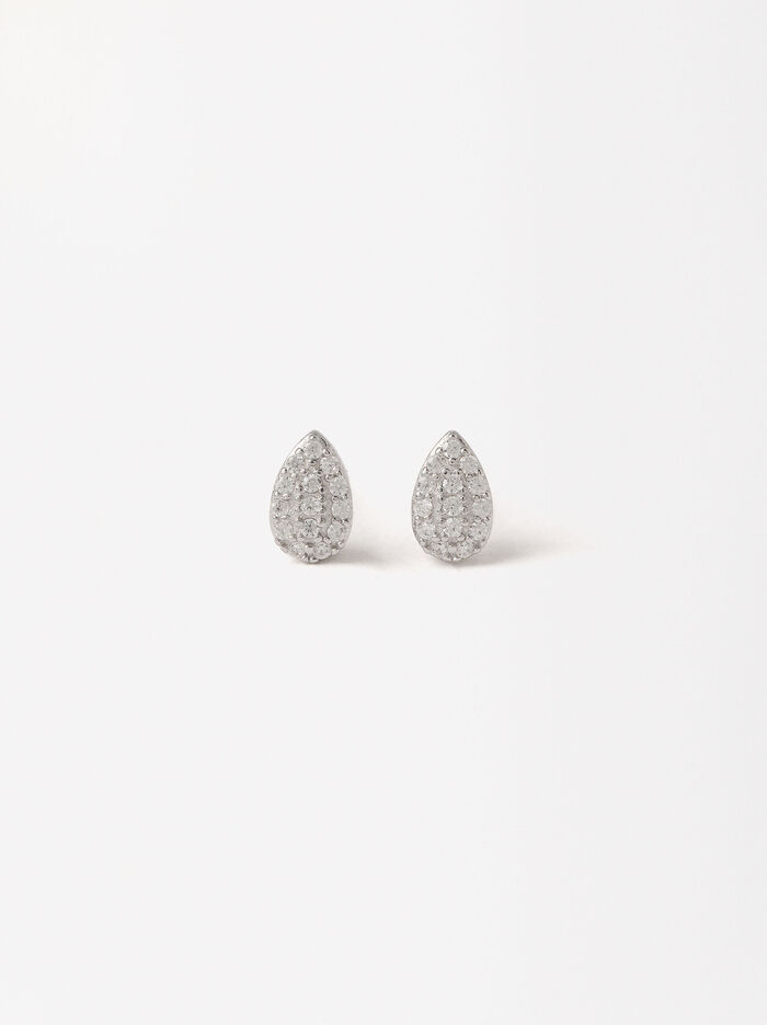 Drop Zirconia Earrings - Sterling Silver 925