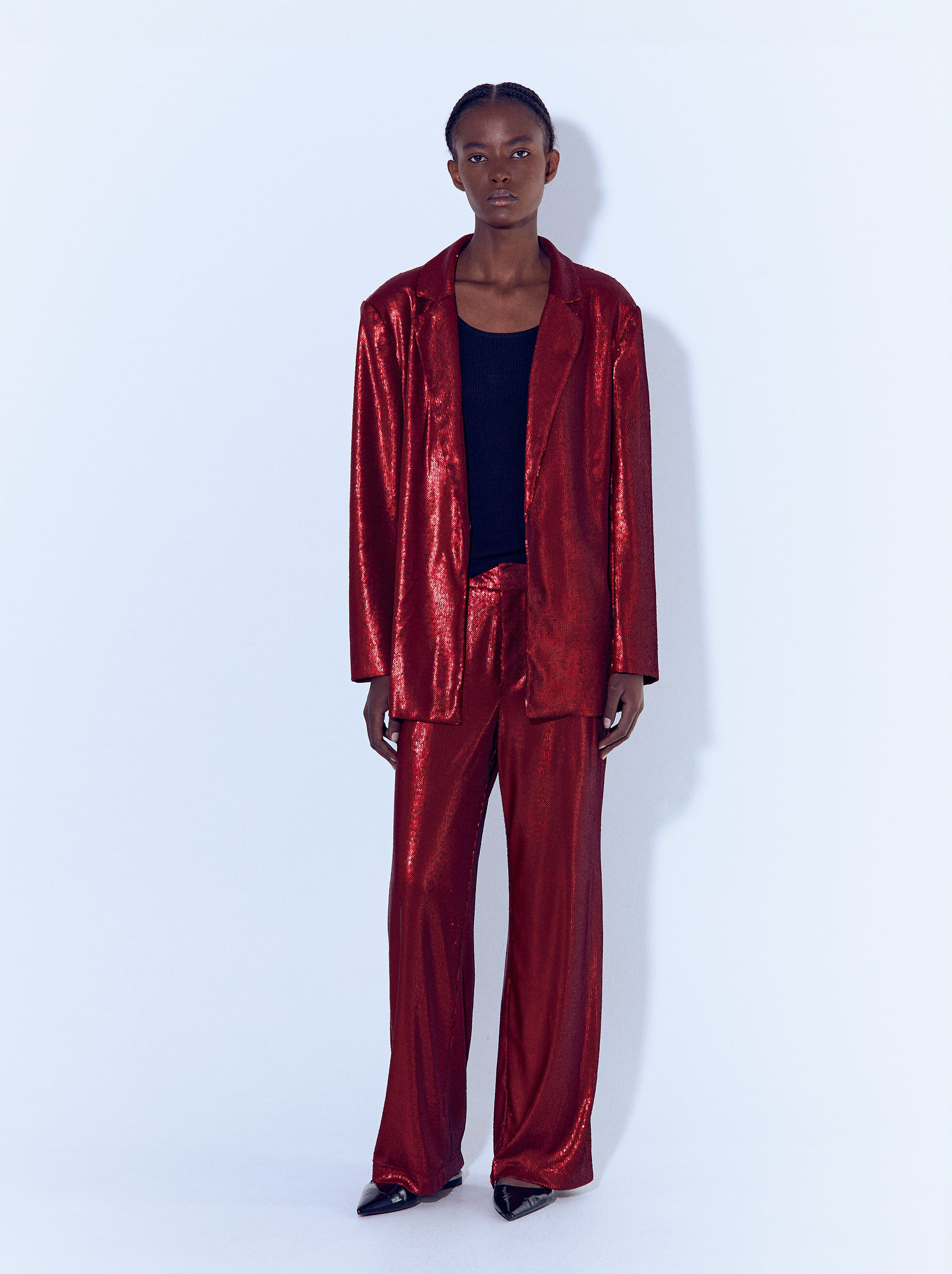 La DoubleJ Disco Sequin Trouser in Red | Lyst UK