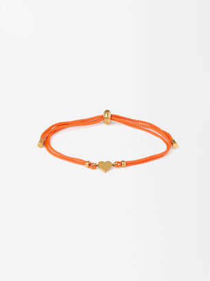Bracelet Ajustable Avec Breloque - Acier Inoxydable, Orange, hi-res