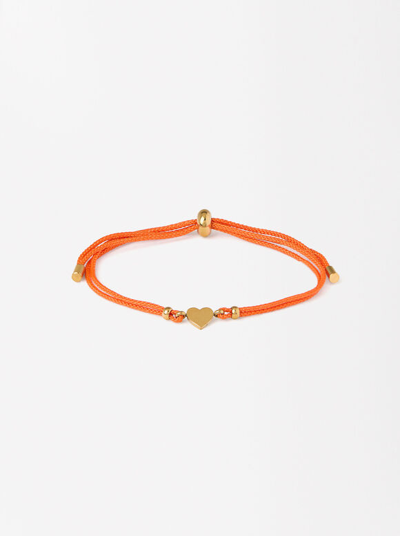 Bracelet Ajustable Avec Breloque - Acier Inoxydable, Orange, hi-res