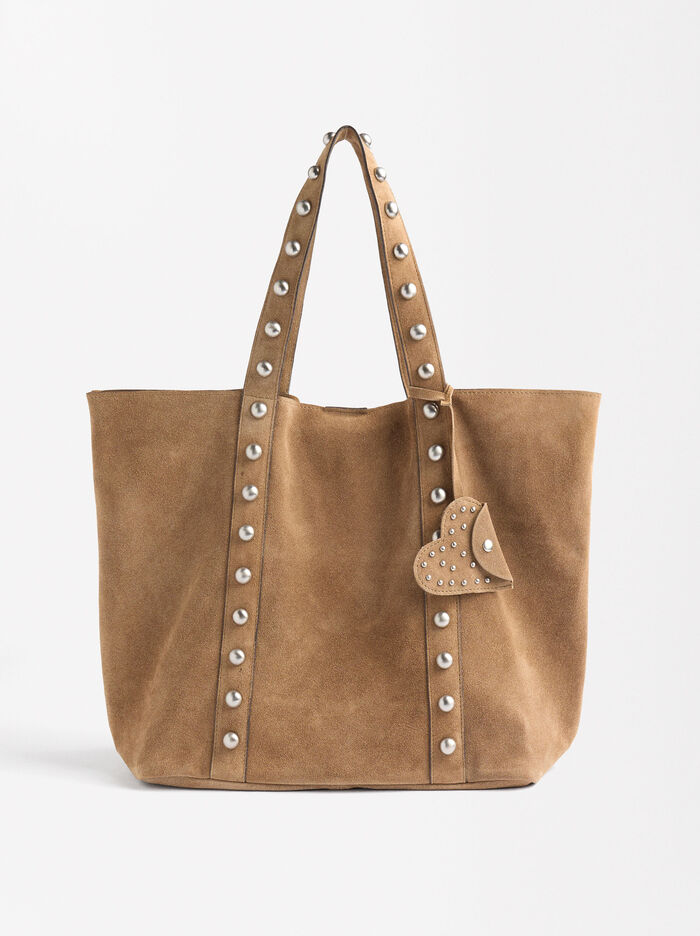 Bolso Shopper De Piel Con Tachuelas