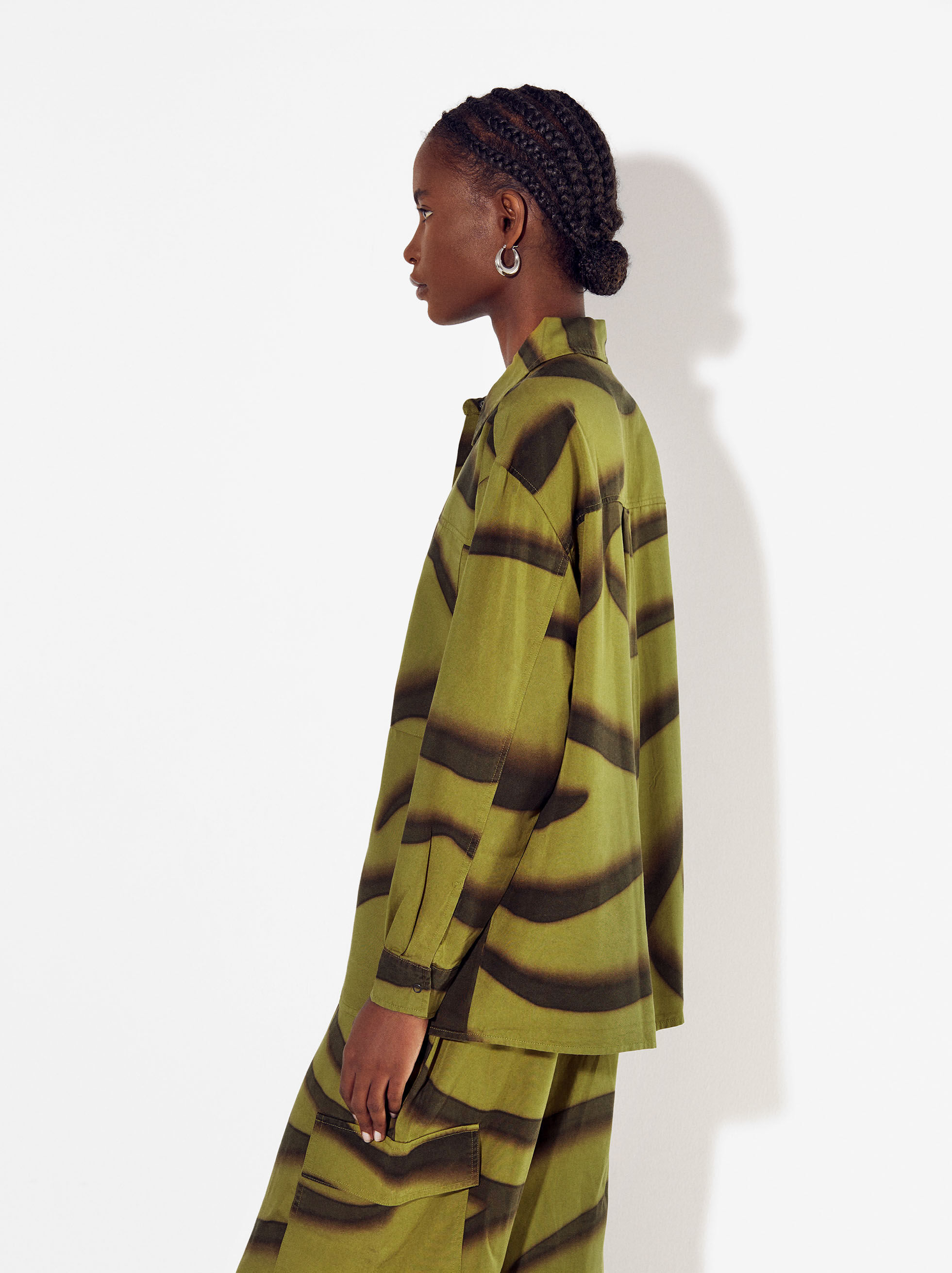 Lyocell Printed Shirt Green | Parfois