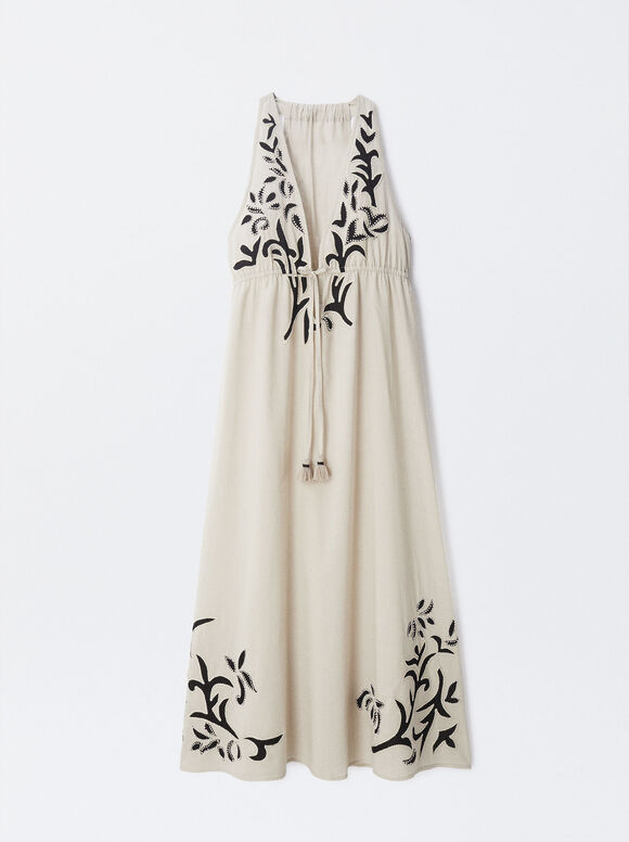 Online Exclusive - Long Embroidered Dress, Multicolor, hi-res