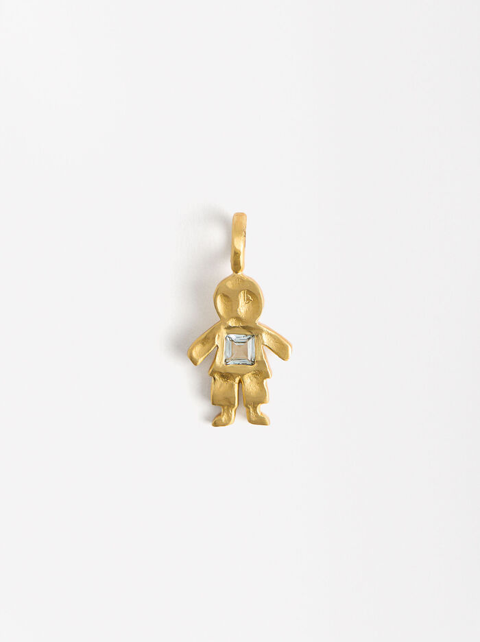 Charm Niño Con Cristal Baño De Oro 18k