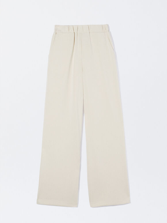 Loose-Fitting Trousers With Elastic Waistband Blue