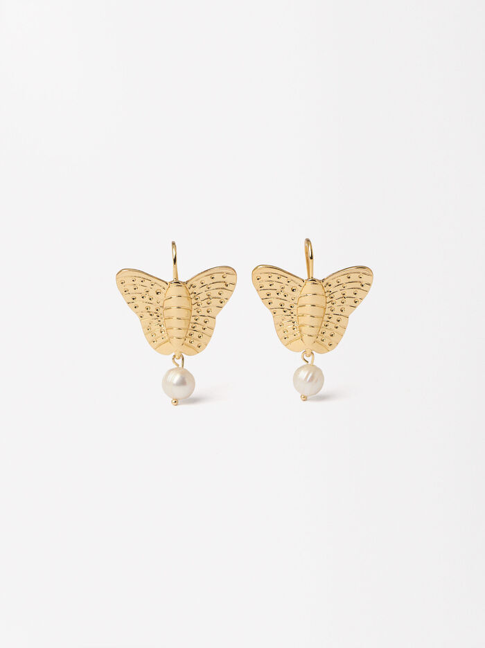 Schmetterlings-Ohrringe Mit Süßwasserperlen