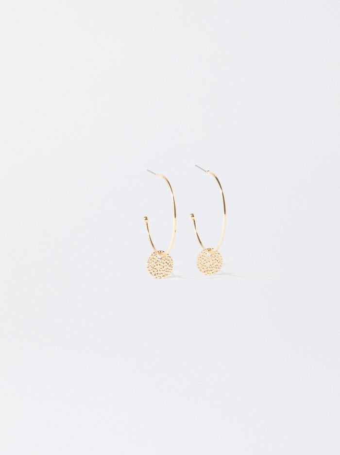Gold-Toned Hoop Earrings With Medallions