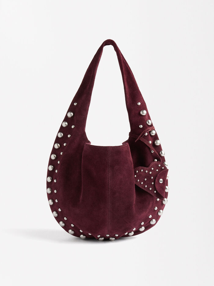 Bolso De Hombro De Piel Con Tachuelas