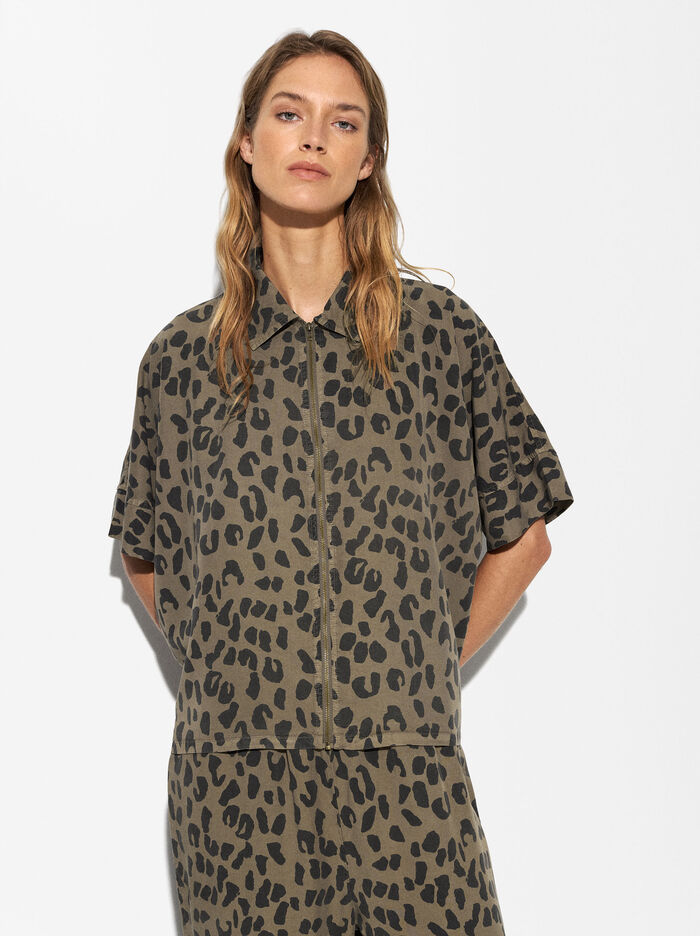 Exclusivo Online - Camisa Estampado Leopardo Cierre De Cremallera