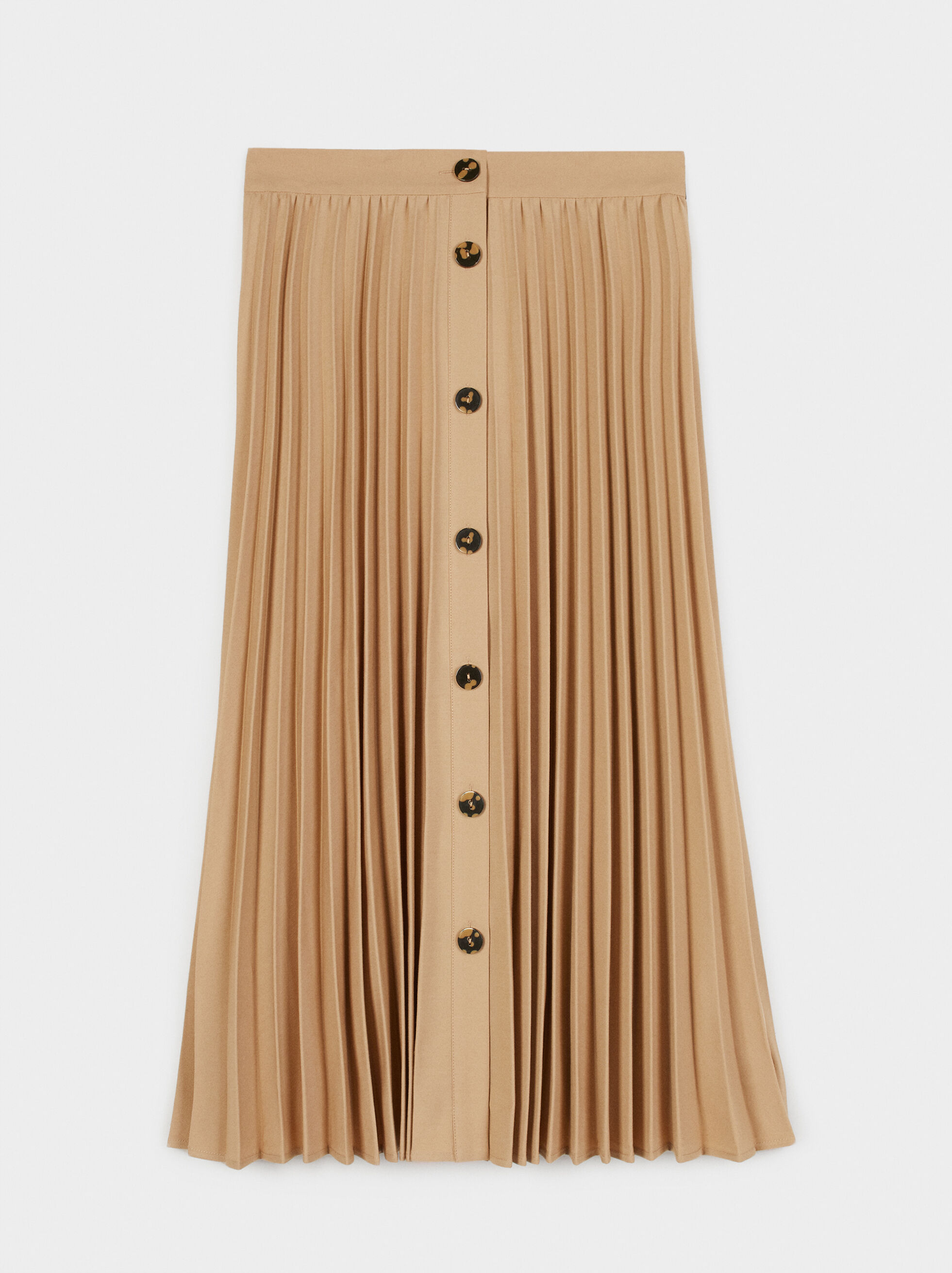 tan pleated skirt