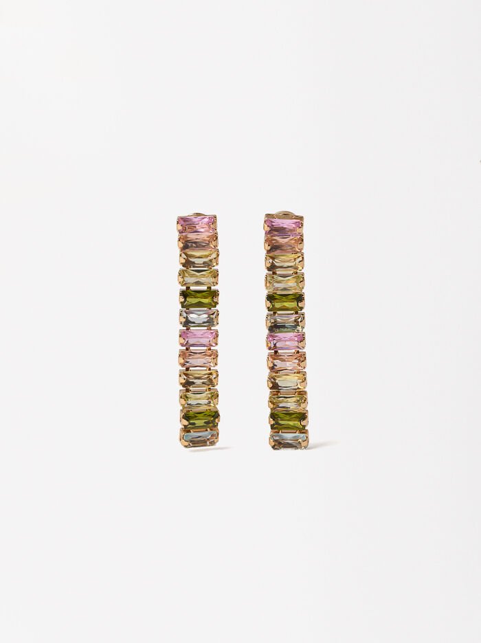 Boucles D'Oreilles Avec Zircone Multicolore