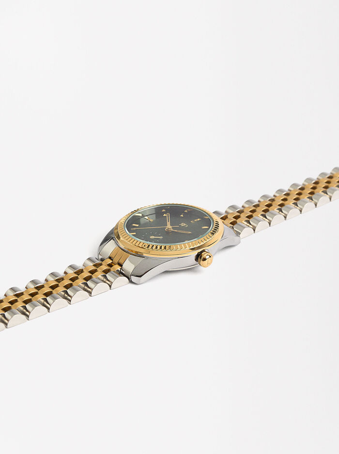 Relógio Com Bracelete De Aço Inoxidável