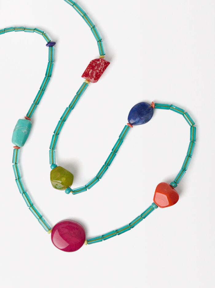Resin Necklace With Beads