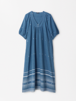 100% Cotton Dress, Blue, hi-res