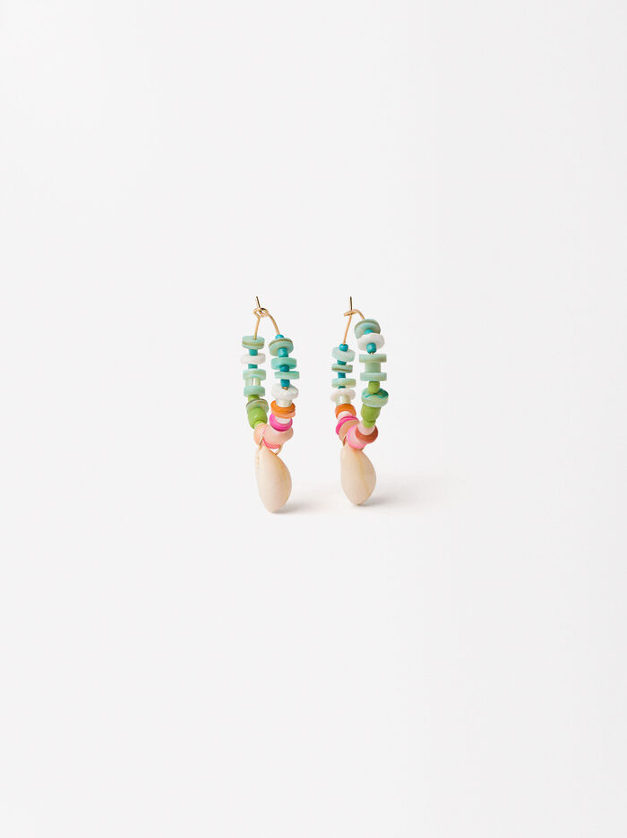Multicolored Cowrie Hoops Earrings