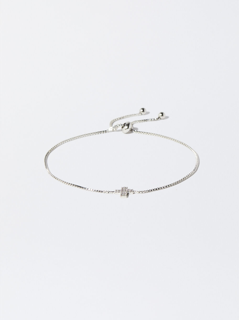 Silver-Plated Bracelet With Cubic Zirconia And Cross image number 0.0