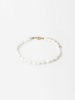 Shell Anklet Bracelet, White, hi-res