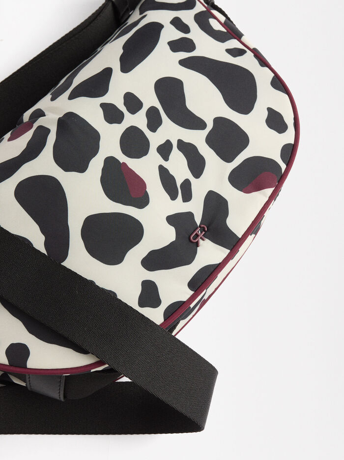 Bolso Bandolera De Nylon Estampado Leopardo