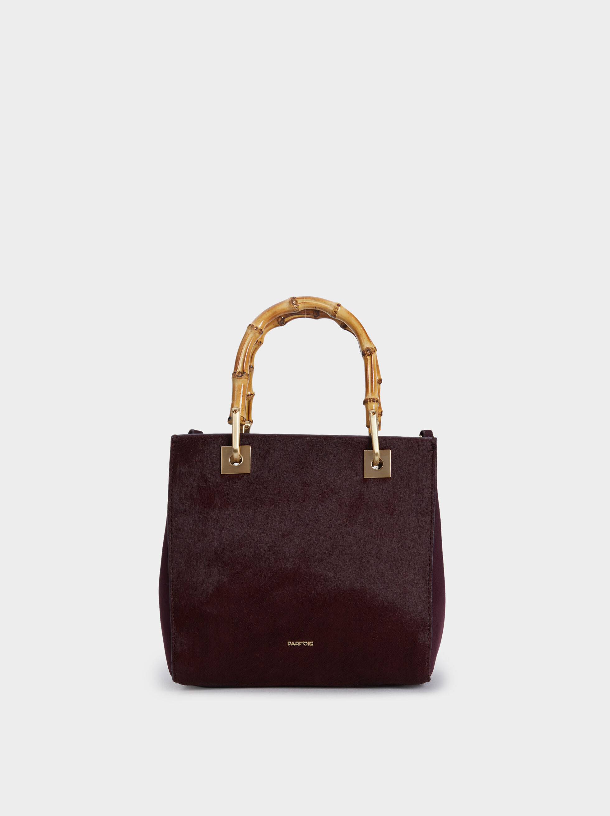 burgundy fur bag