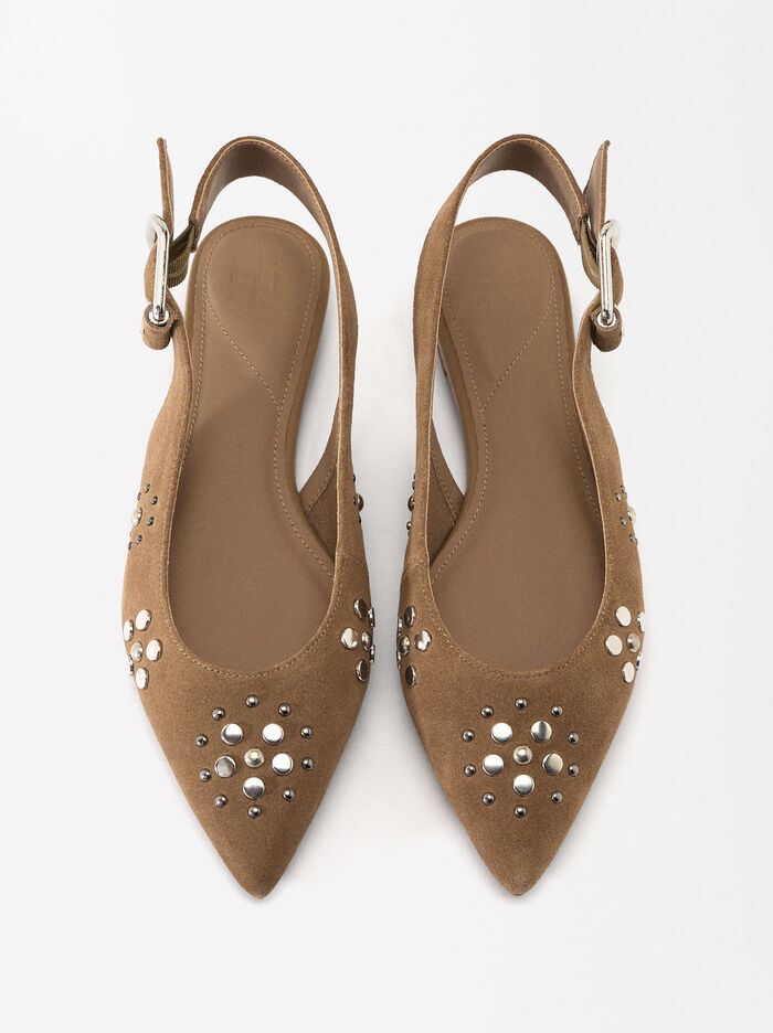 Online Exclusive - Leather Slingback Ballerinas With Applications