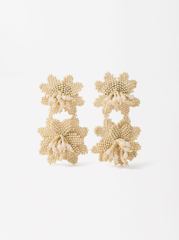 Maxi-Blumen-Ohrringe Mit Perlen