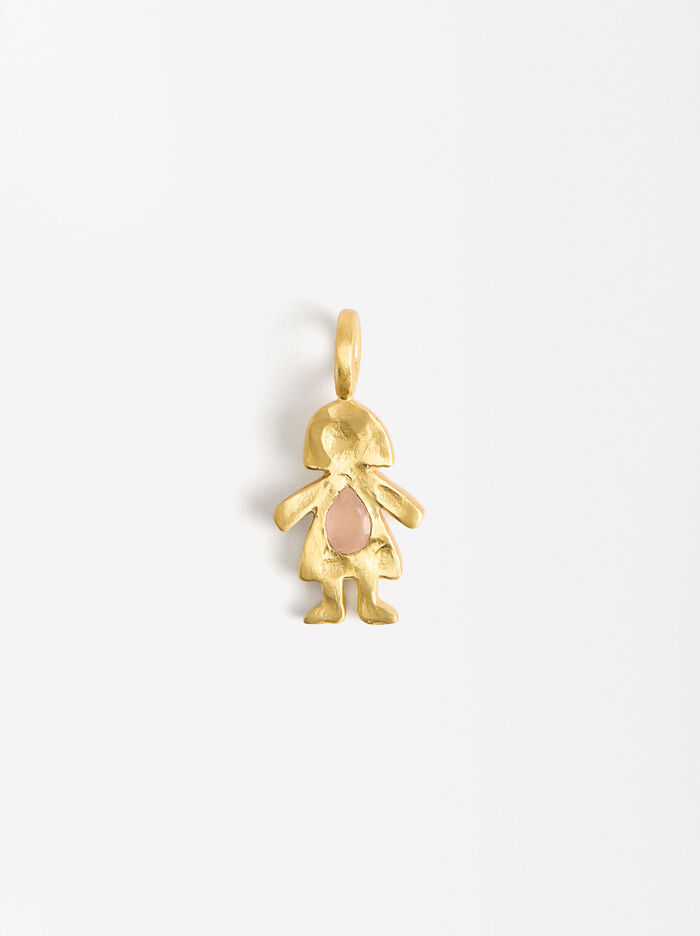 Charm Niña Con Cristal Baño De Oro 18k