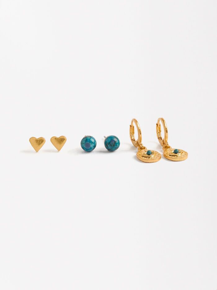 Conjunto De Pendientes Con Piedra