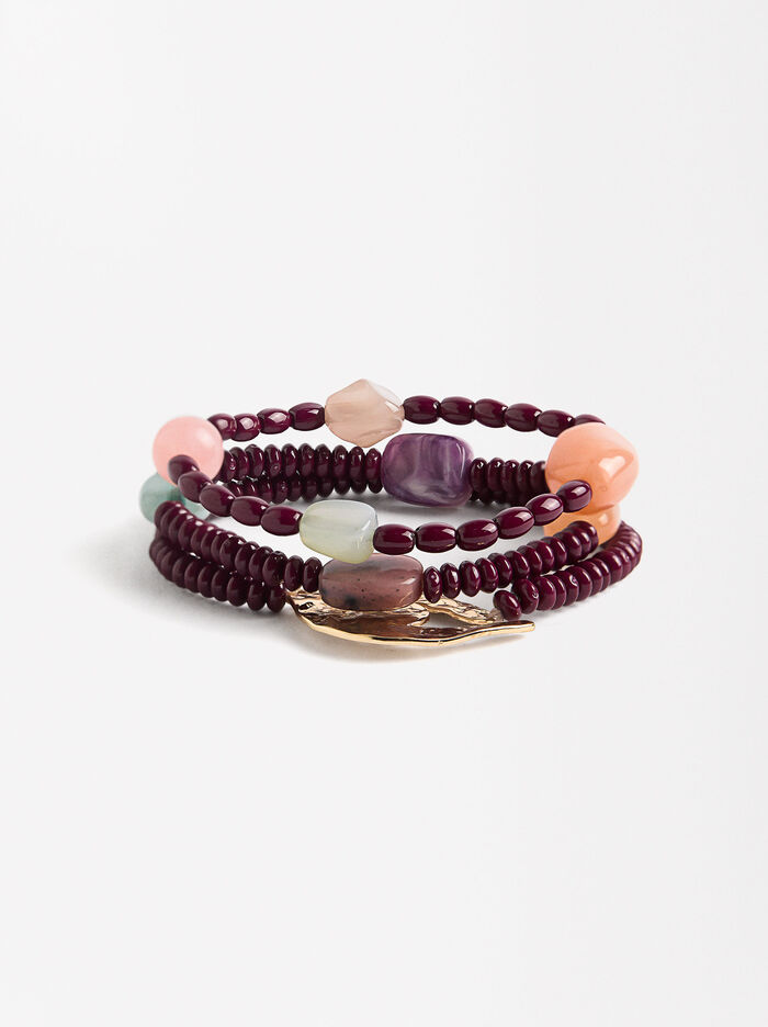 Conjunto De Pulseras De Abalorios Y Piedras