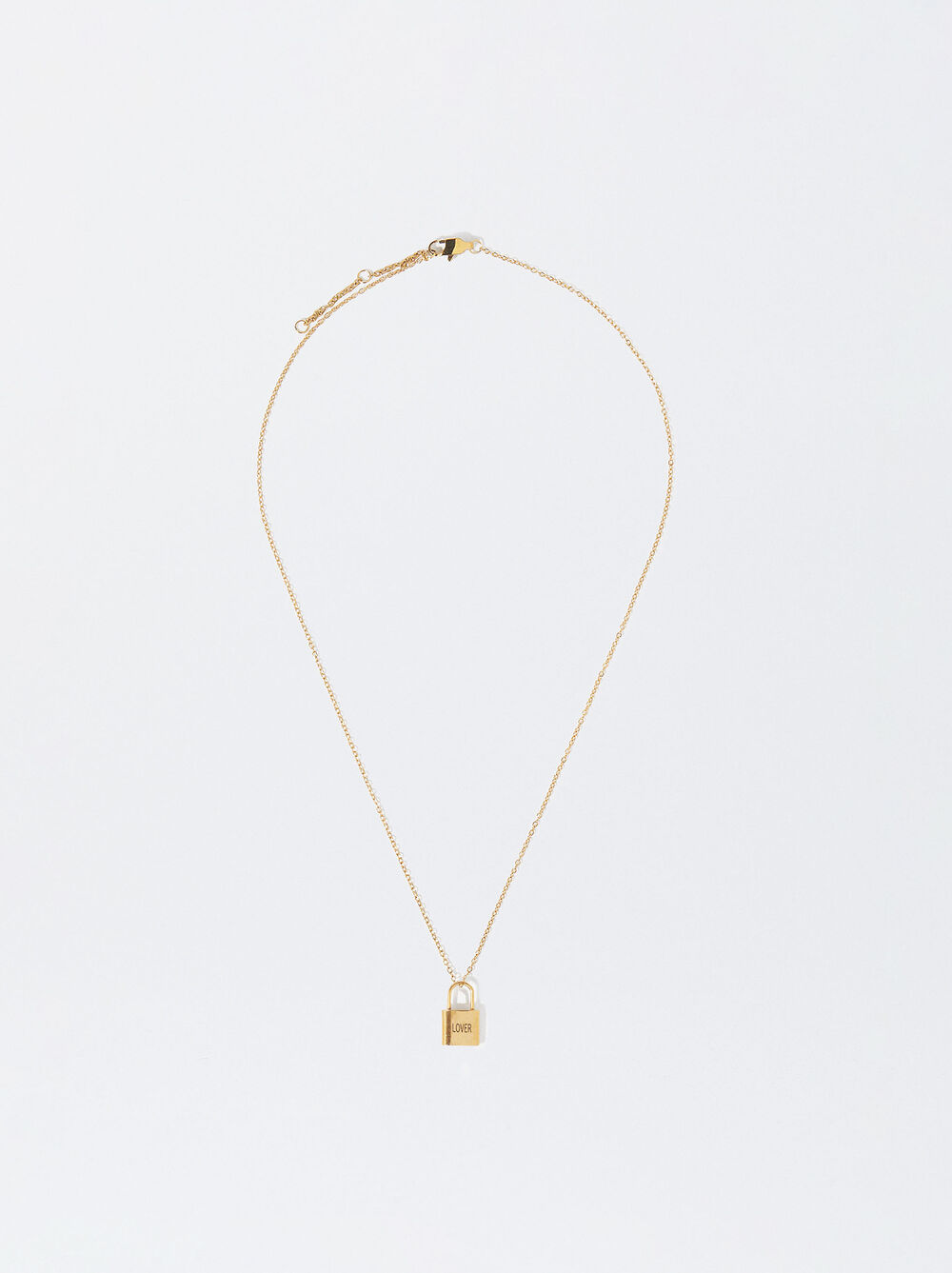 Online Exclusive - Personalized Golden Steel Lock Necklace image number 1.0