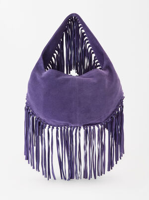 Leather Crossbody Bag With Fringes M