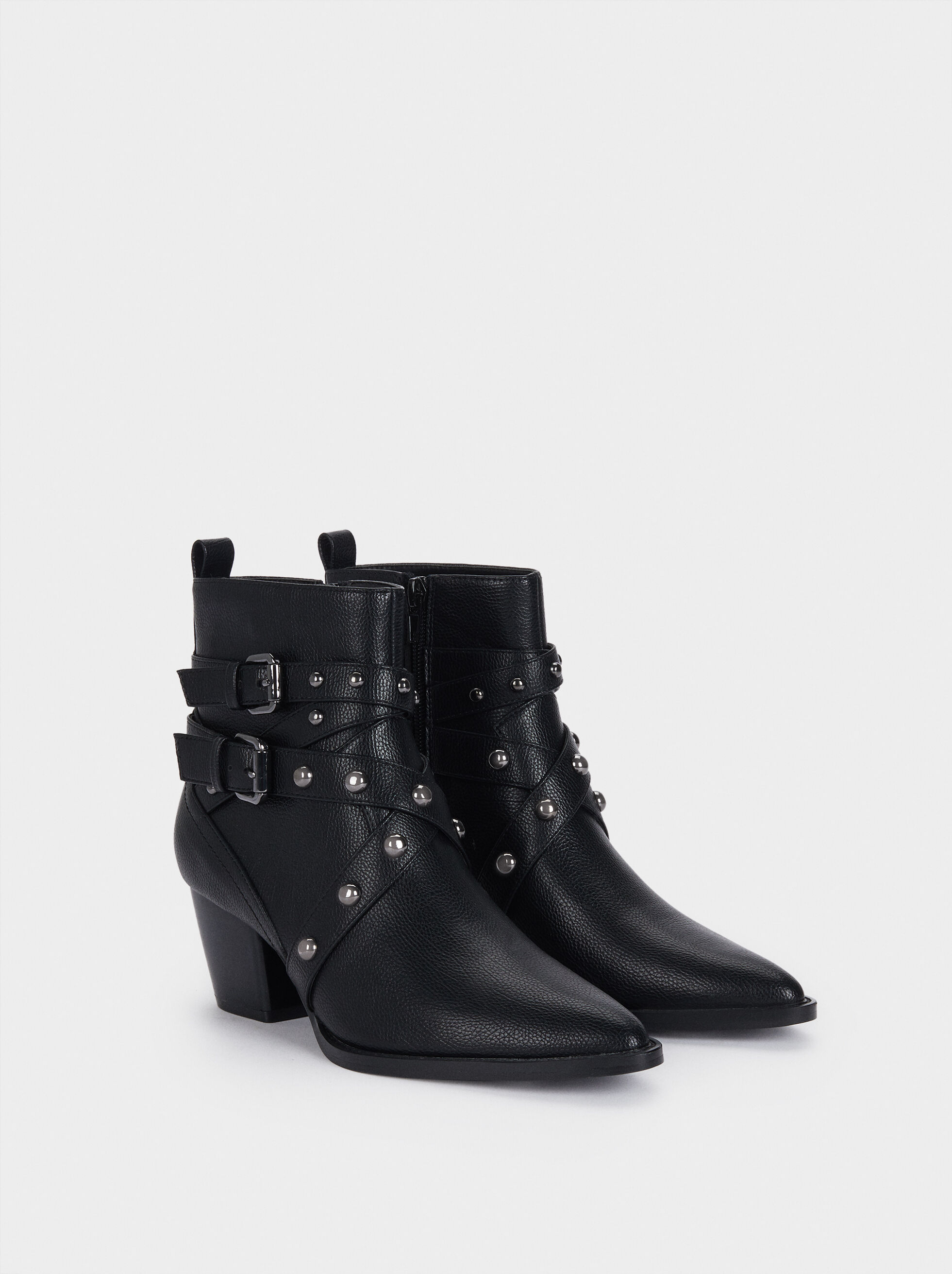 Heeled Ankle Boots With Studs And 