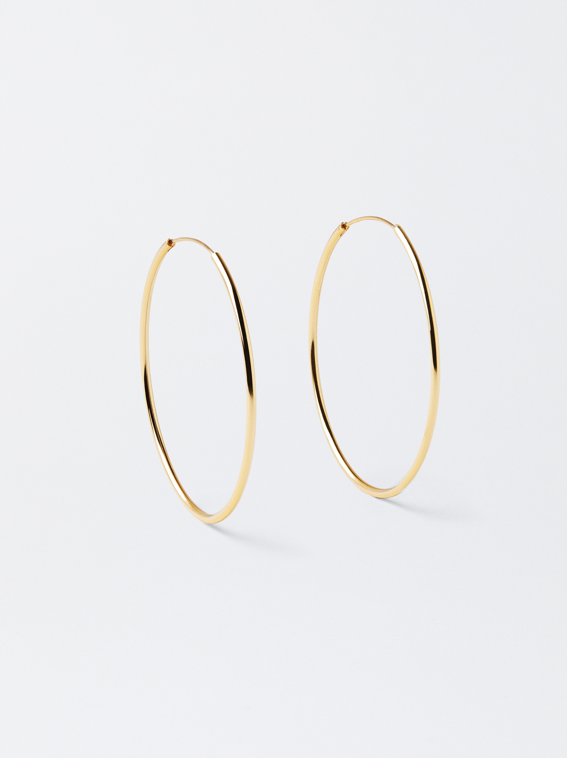 925 Silver Large Hoop Earrings, Golden, hi-res