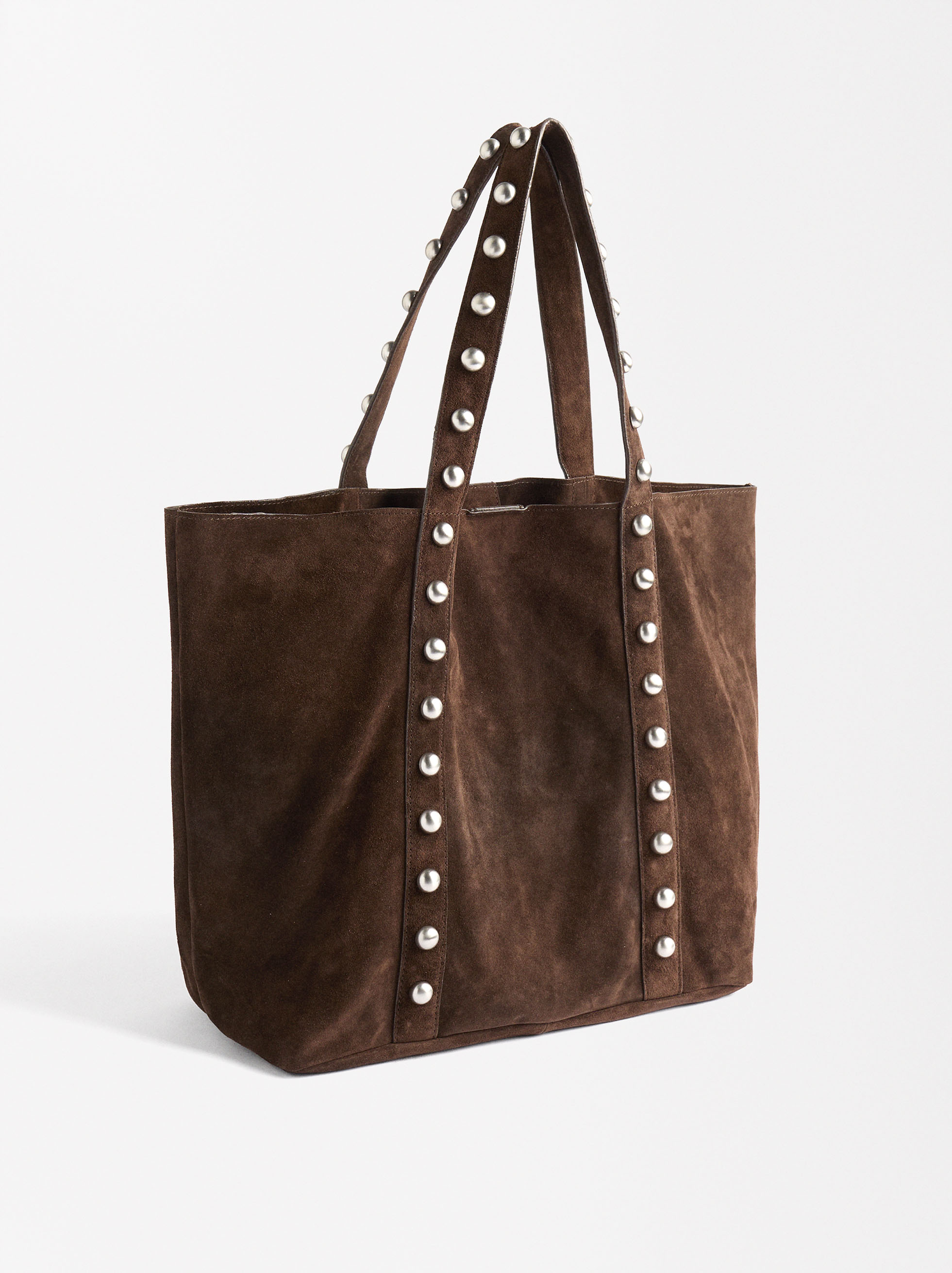 Bolso Shopper De Piel Con Tachuelas image number 2.0