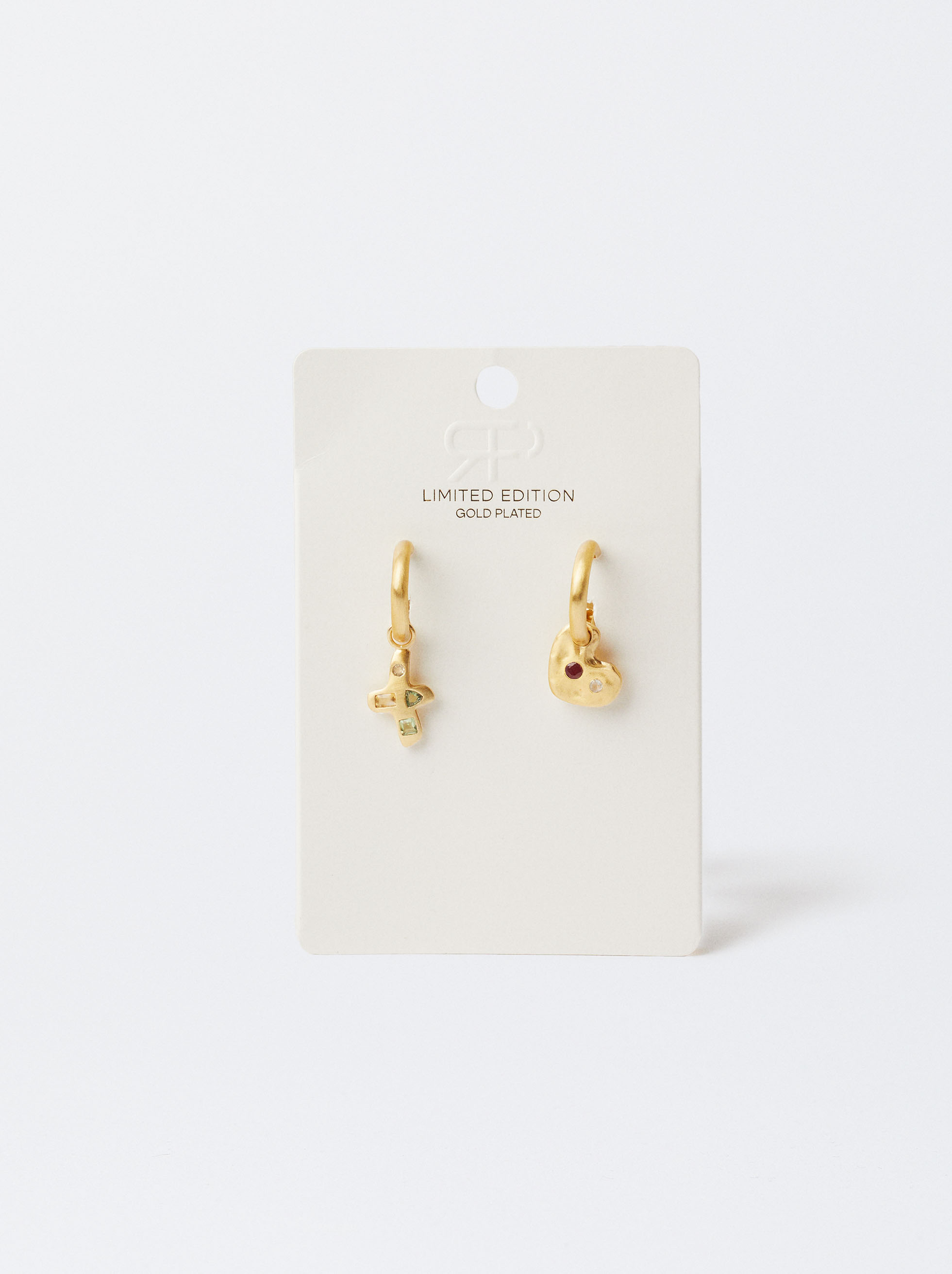 Matte Effect Gold-Plated Earrings 18k image number 3.0