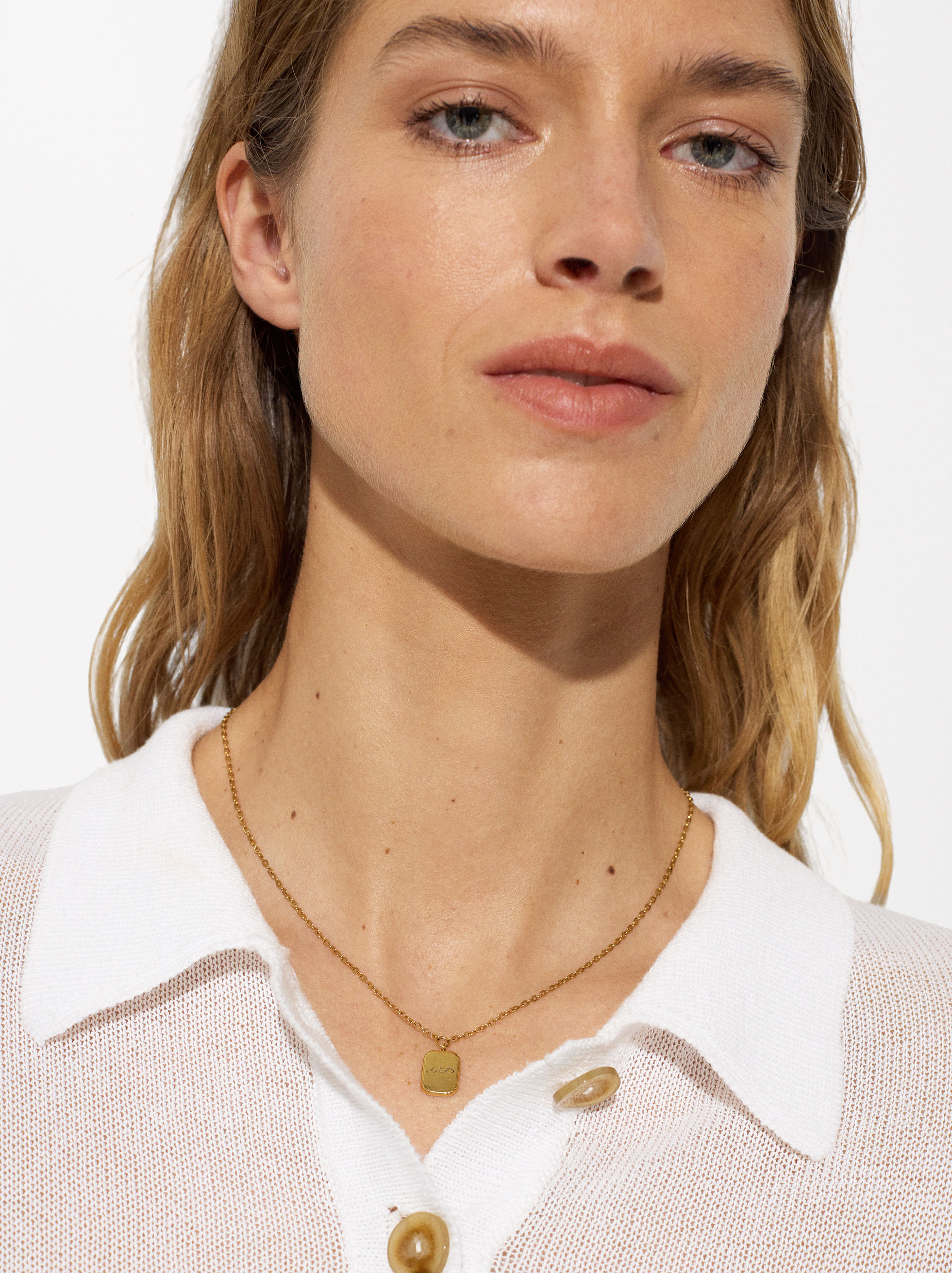 Exclusivo Online - Collar De Acero Inoxidable Dorado Con Colgante Personalizable image number 1.0
