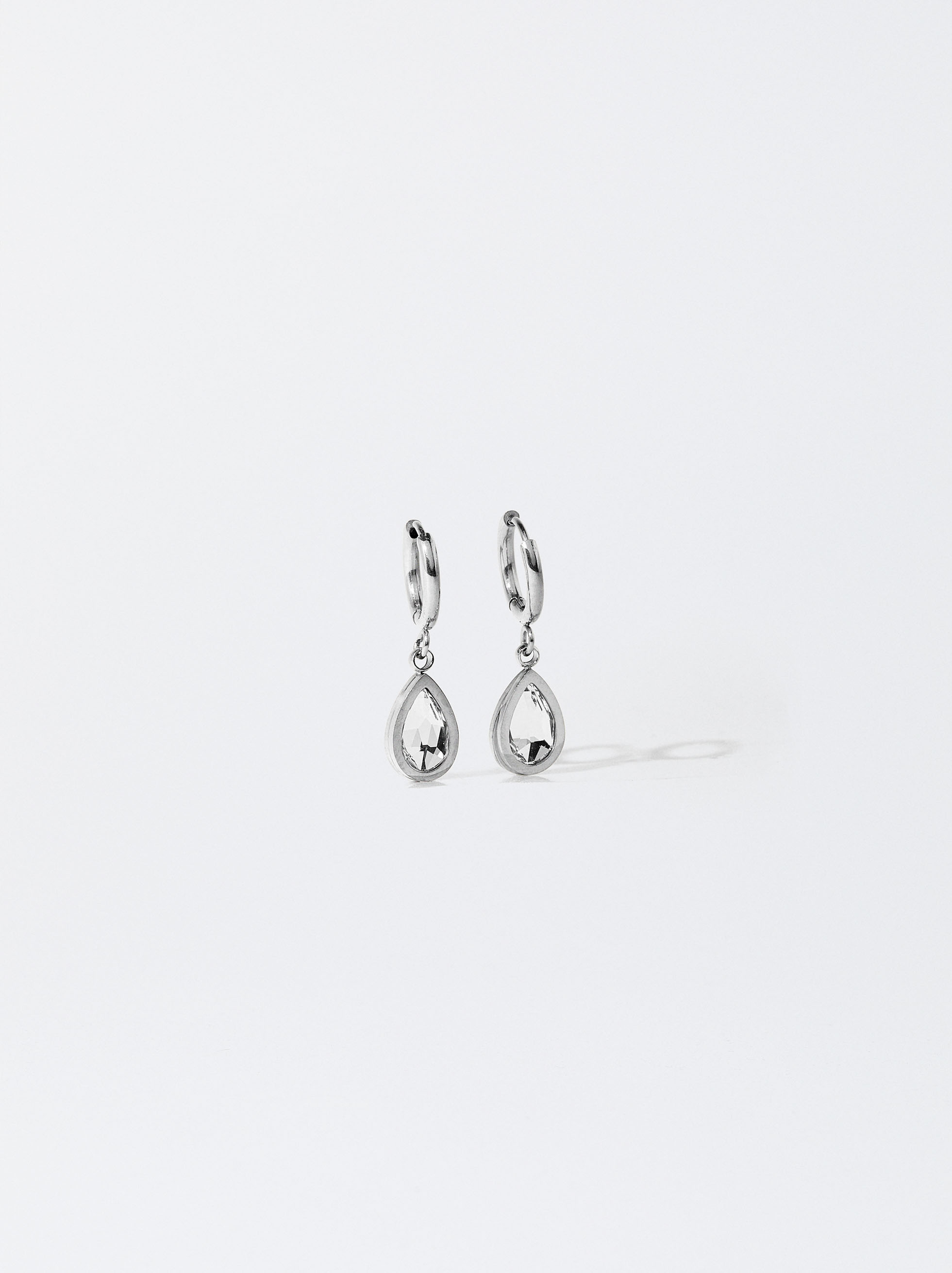 Stainless Steel Hoop Earrings With Crystals image number 0.0