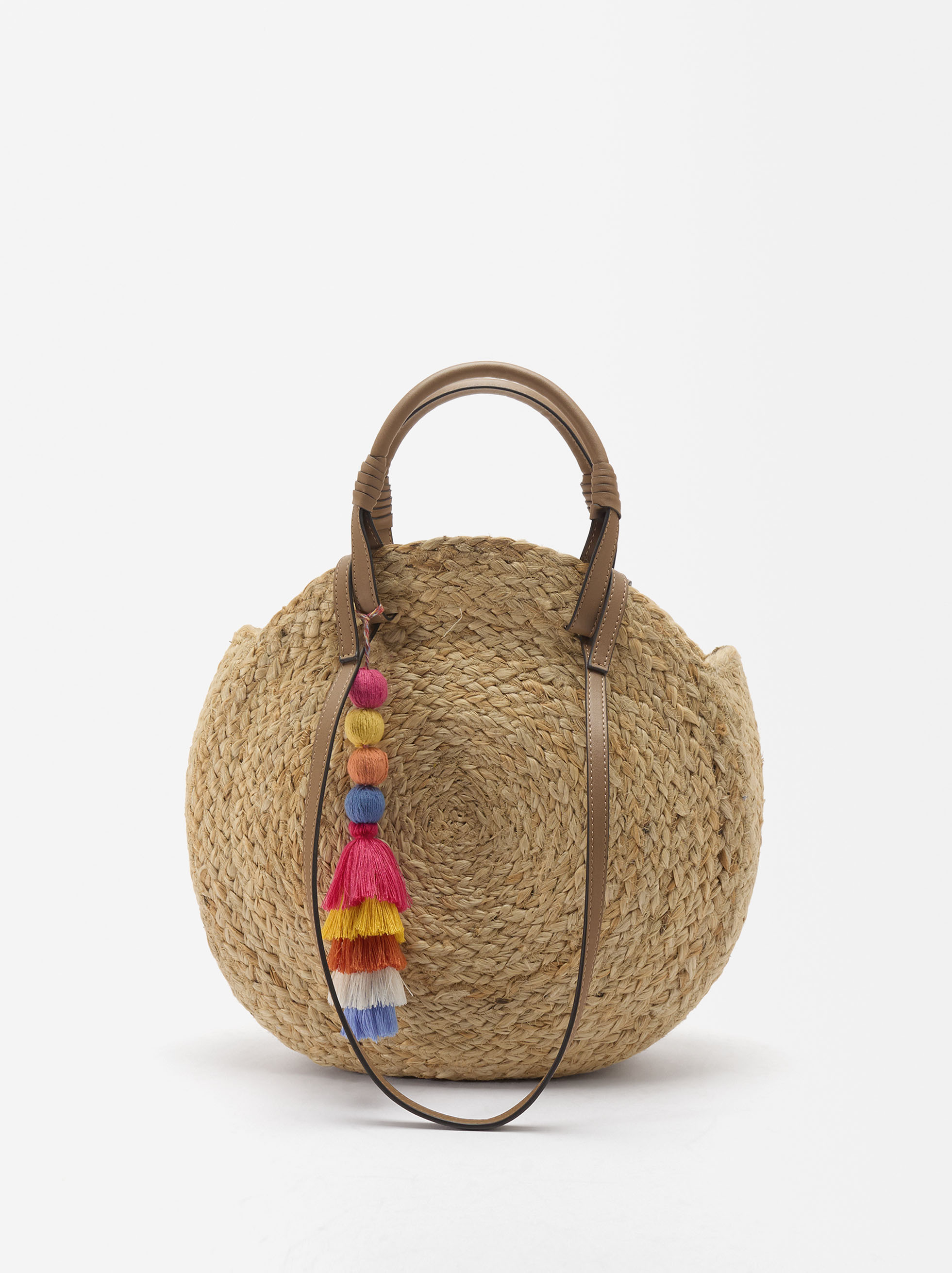 Straw Effect Shopper Bag With Pendant image number 2.0