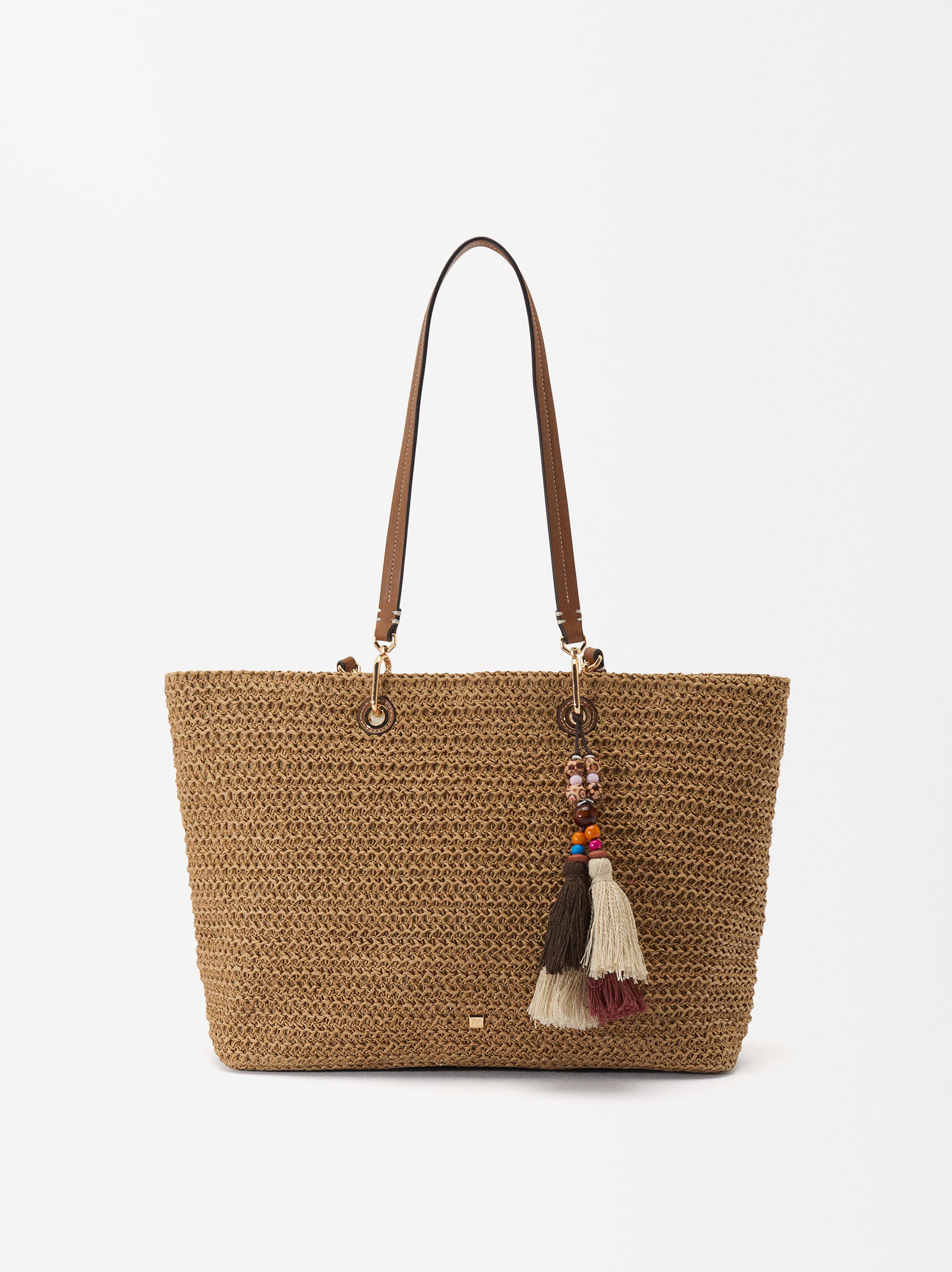 Bolso Shopper Efecto Rafia Colgante image number 0.0