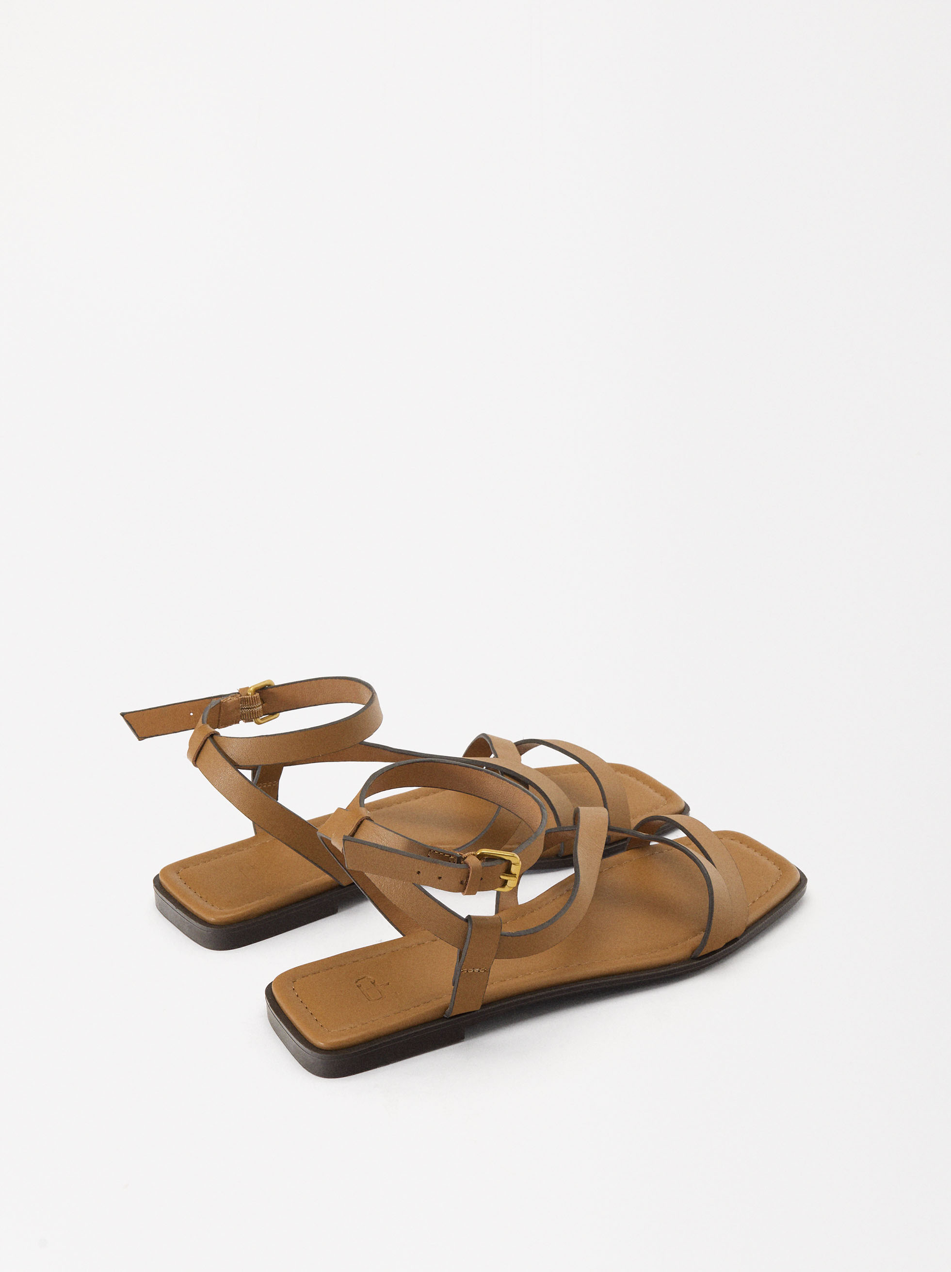 Leather Flat Sandals image number 3.0