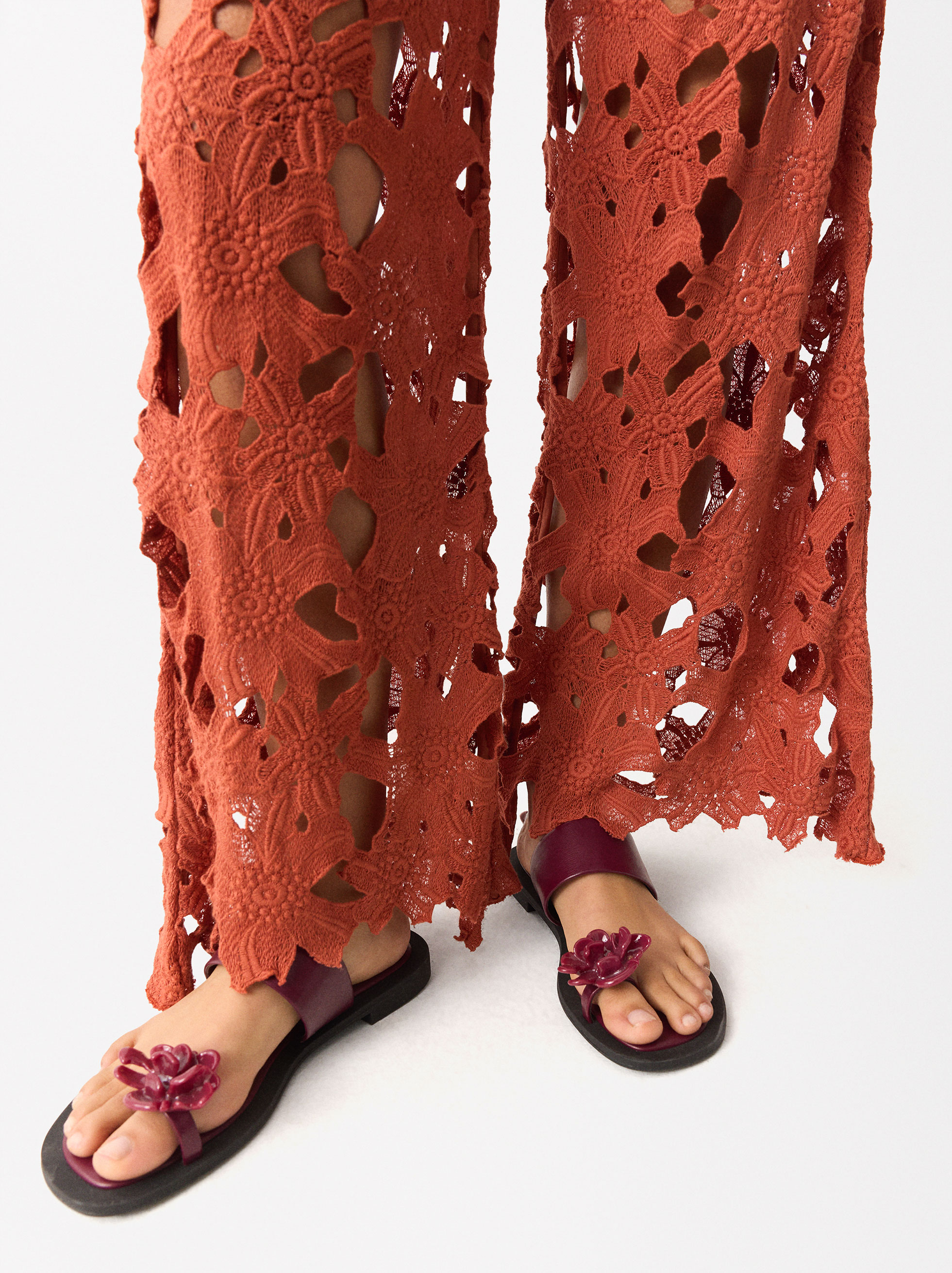 Online Exclusive - Pantaloni In Cotone Con Ricami image number 4.0