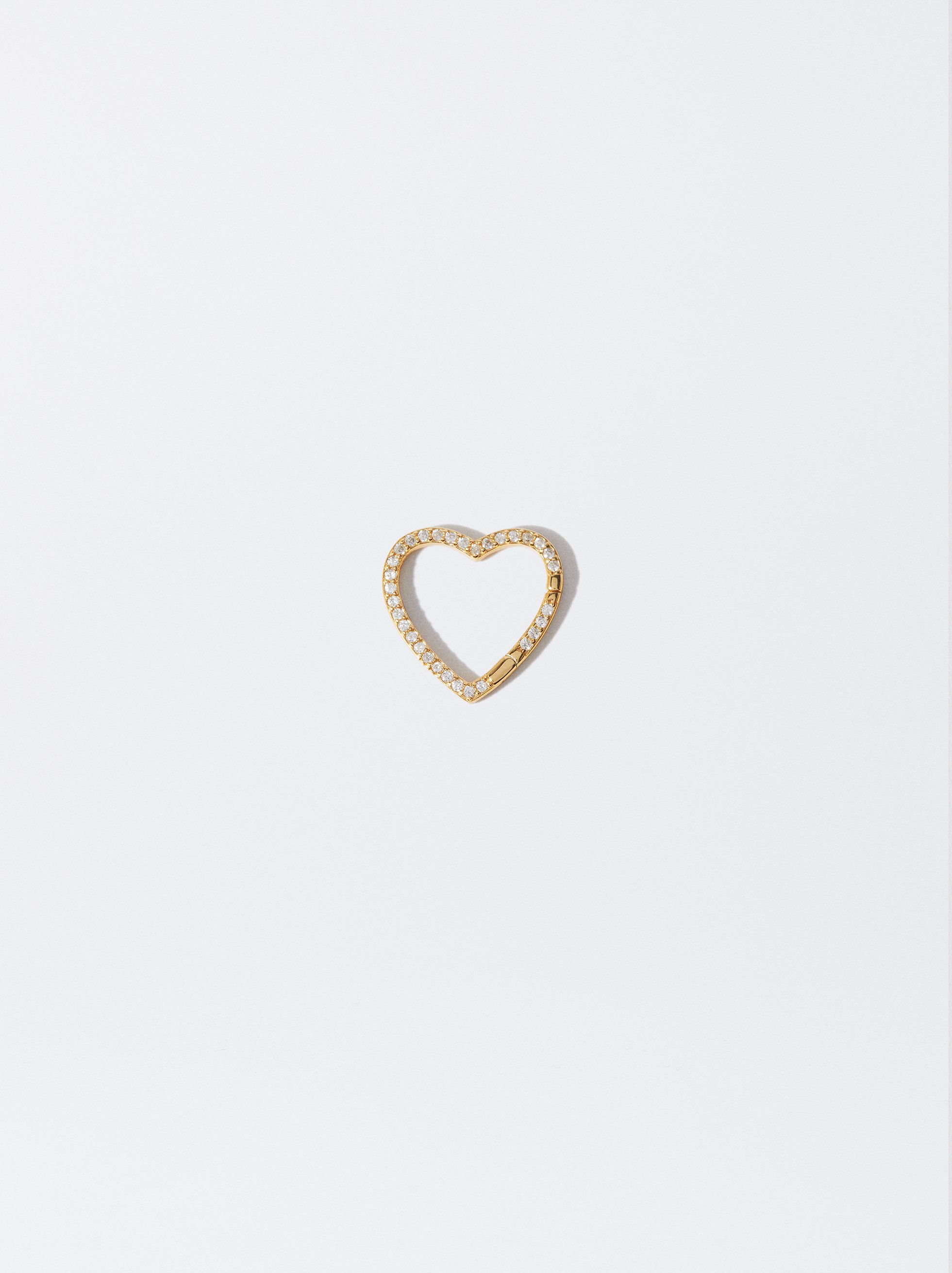 Charm Coeur Avec Ouverture En Argent 925 - Dore - Femme - Boucles  d'Oreilles 