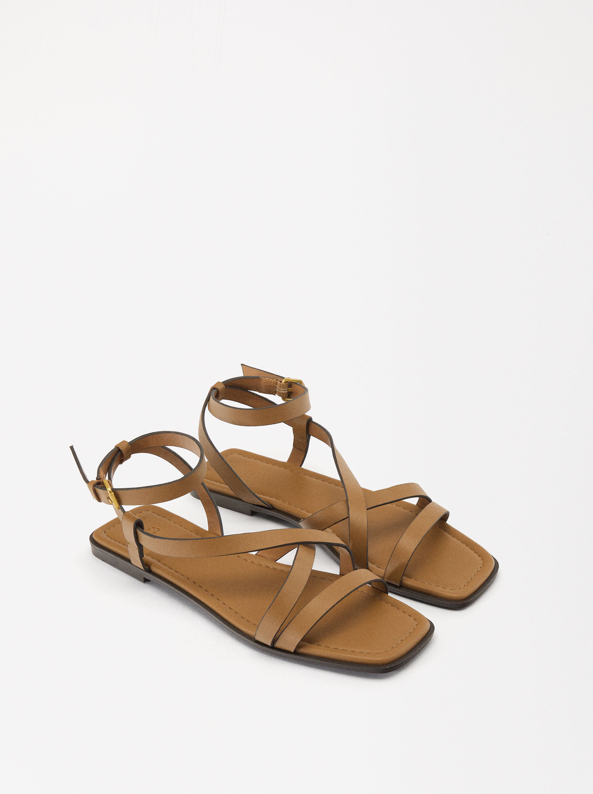 Leather Flat Sandals image number 1.0