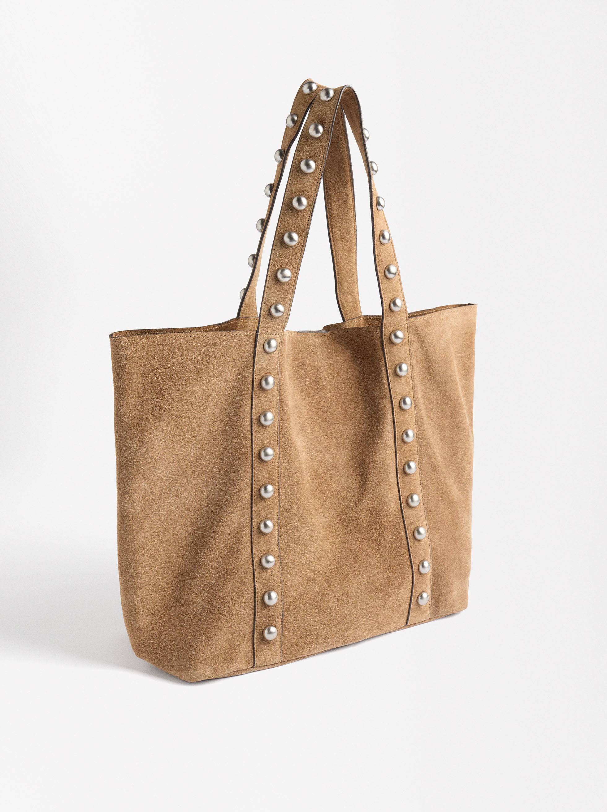 Bolso Shopper De Piel Con Tachuelas image number 2.0