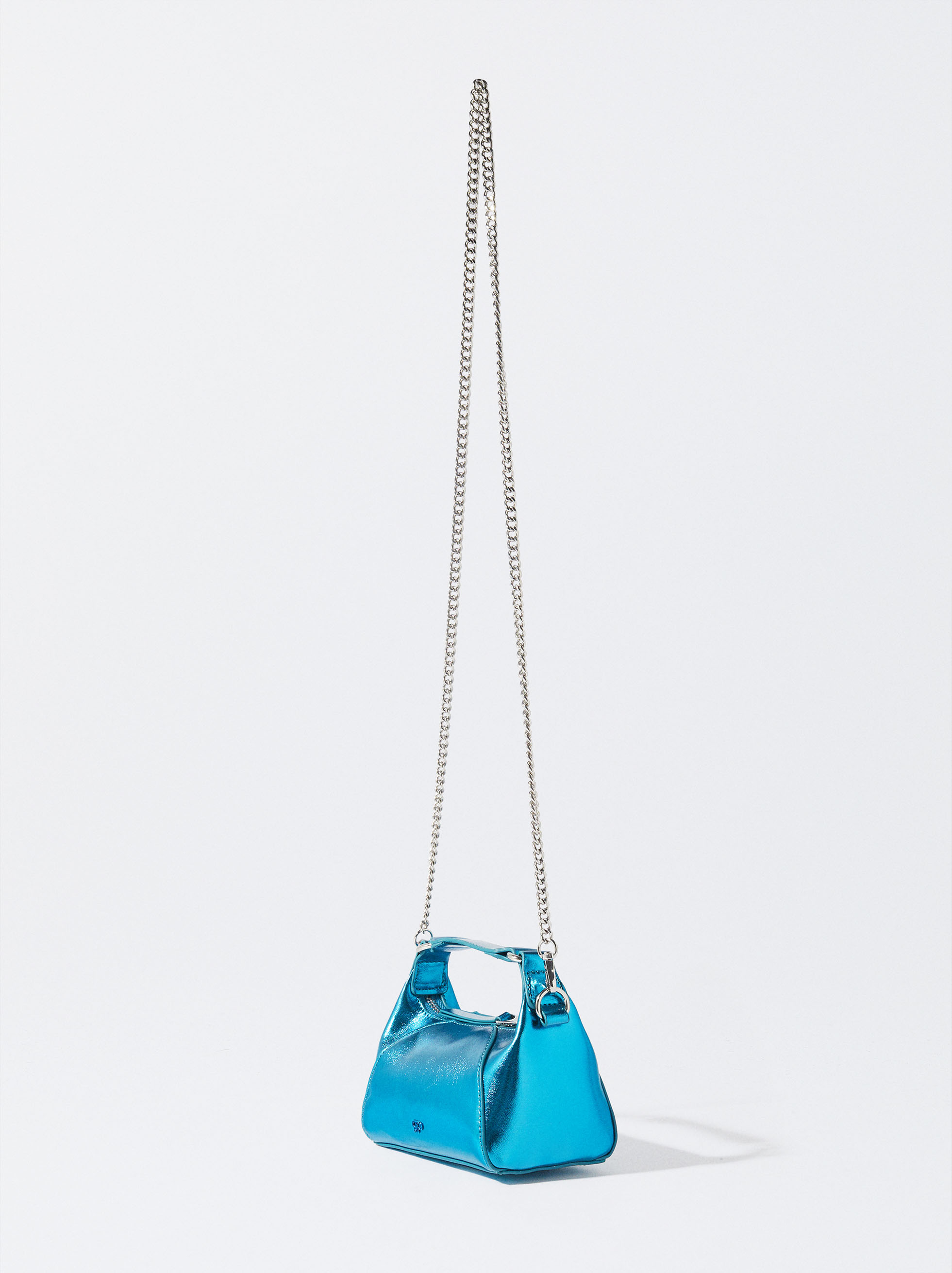 Metallic Leather Handbag, Blue