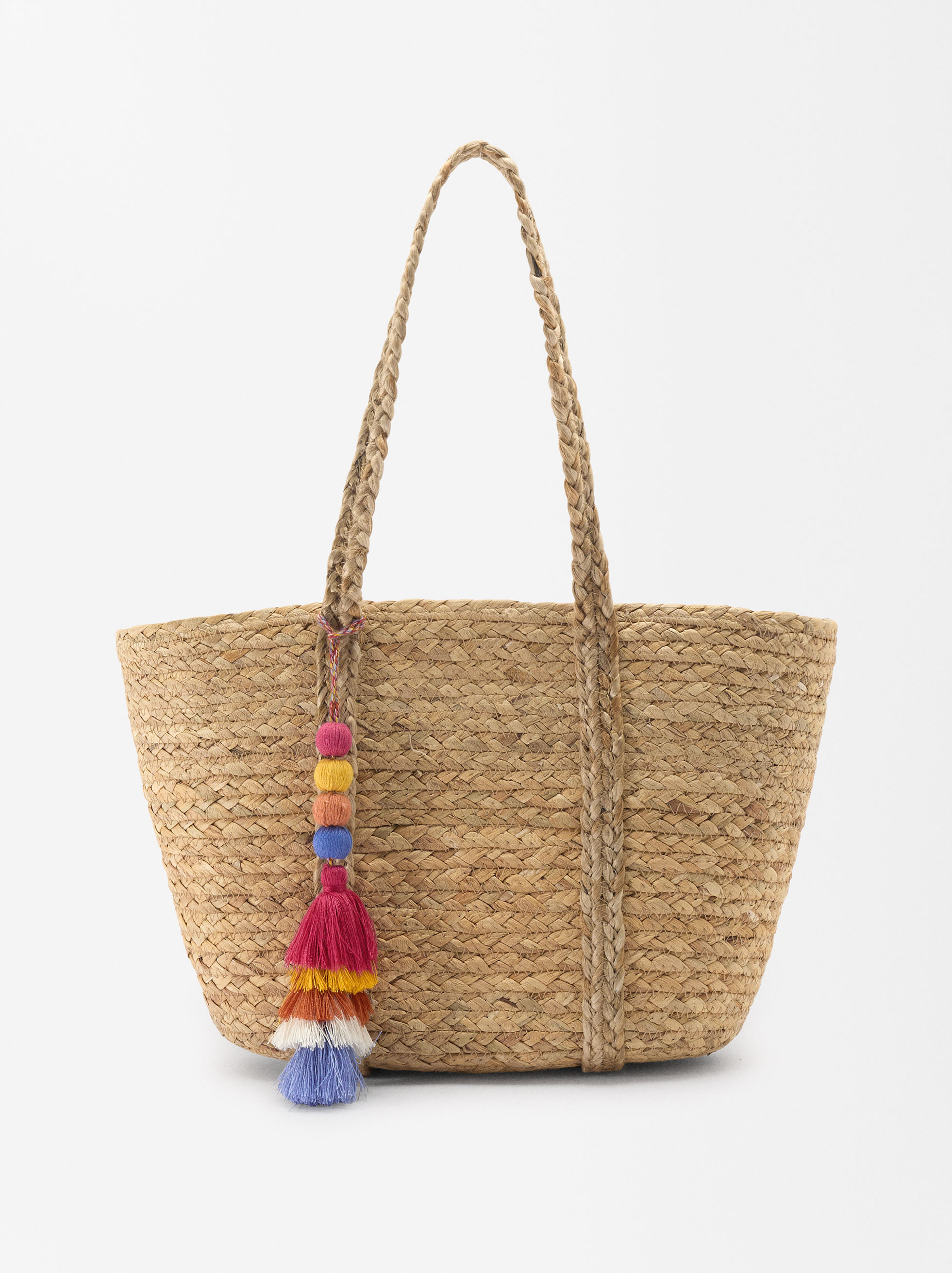 Bolso Shopper Efecto Rafia Colgante image number 0.0